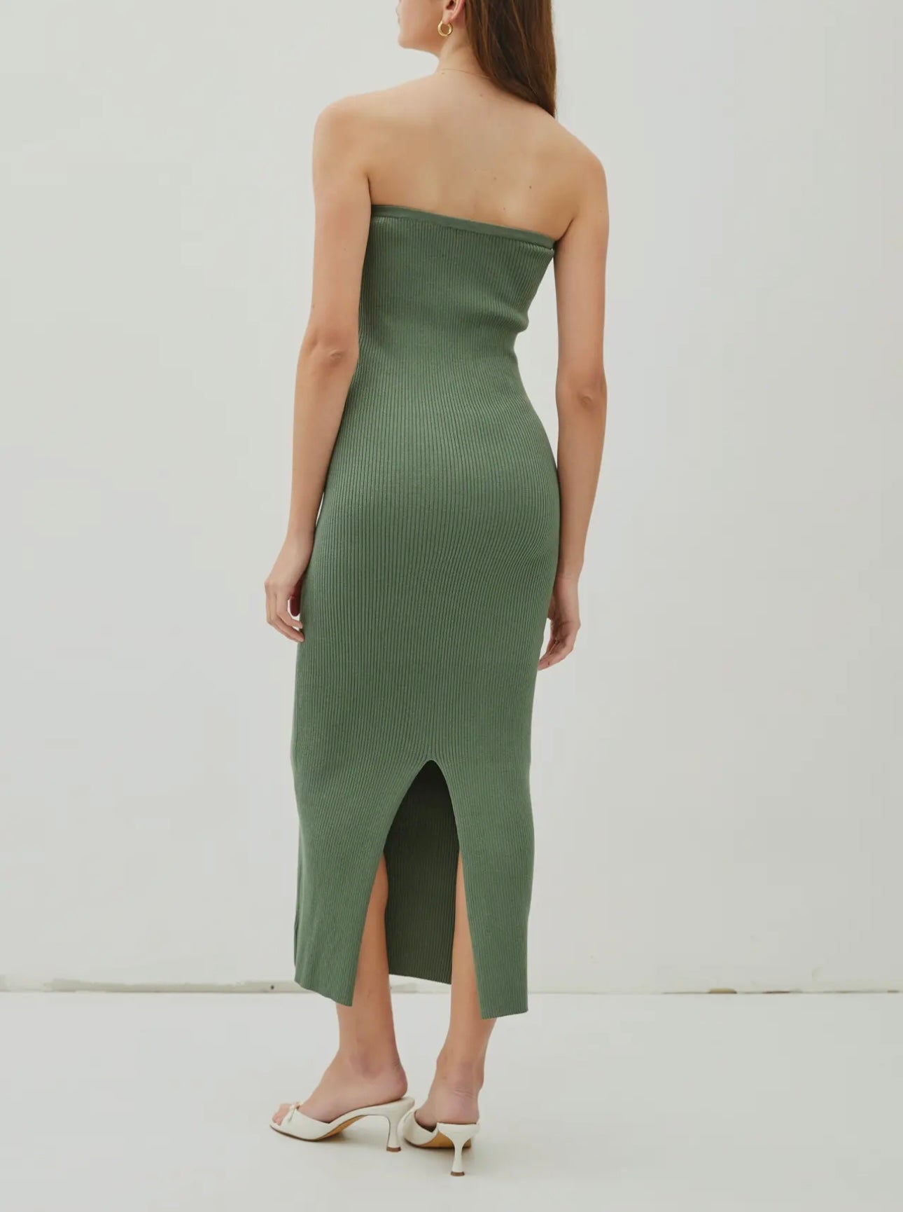 STRAPLESS RIBBED MAXI